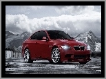 Chmury, Góry, BMW M3, Bordowe, Tuning